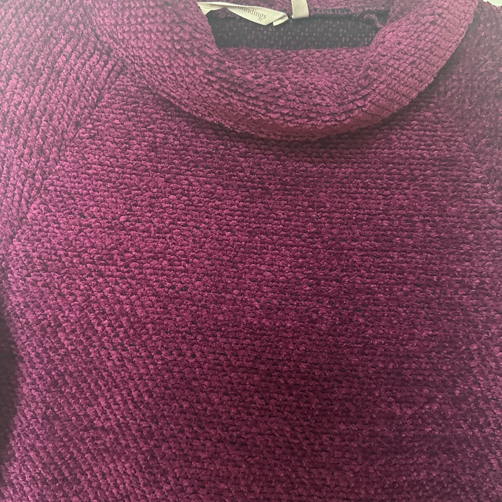 Soft Surroundings Chenille Sweater Women’s Purple Back Buttons - Picture 3 of 6